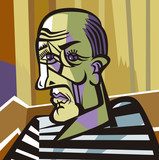 bald man cubist painter portrait Picasso Obraz