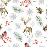 Boże Narodzenie z jelenia i gile. Wyciągnąć rękę Styl Skandynawski Tapeta