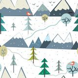 Góry w sezonie zimowym - zabawny design Tapety Krajobrazy Tapeta