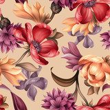 kwiatowe, dzikie czerwone fioletowe kwiaty, Tapety Do przedpokoju Tapeta