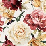 kwiatowy z różami, akwarela. illustrat Tapety Do jadalni Tapeta