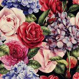 Seamless floral pattern with roses, watercolor. Tapety Kwiaty Tapeta