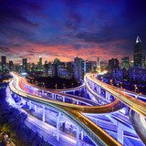 Shanghai highway view at sunset Plakaty do Salonu Plakat
