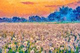 Summer meadow blow balls landscape painting Van Gogh Obraz