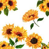 z ręcznie rysowane akwarela słoneczniki Tapety Kwiaty Tapeta