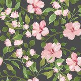 z różowymi kwiatami i kwitnącymi gałęziami Tapety Do sypialni Tapeta
