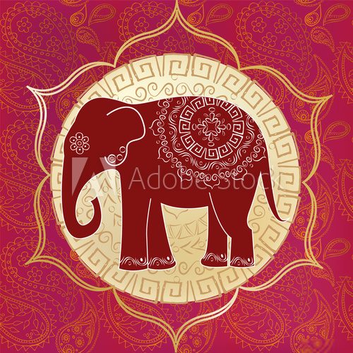 Indian elephant with mandalas  Orientalne Fototapeta