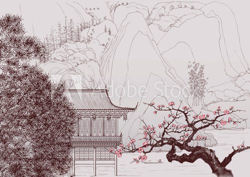 Chinese landscape  Orientalne Fototapeta