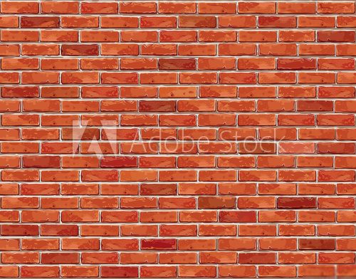 Red brick wall seamless Vector illustration background.  Mur Fototapeta