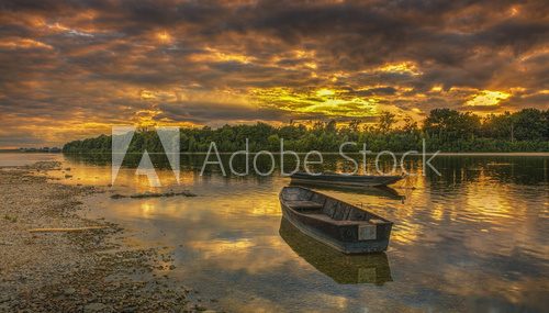 Sunset on the Loire River in France  Krajobraz Fototapeta