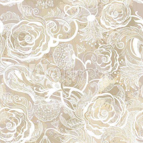 Romantic vintage seamless pattern with abstract flower   Na stół, biurko Naklejka