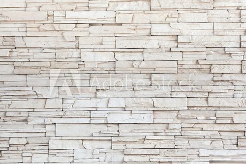 White Stone Tile Texture Brick Wall  Mur Fototapeta