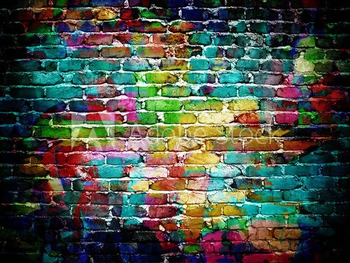 graffiti brick wall  Mur Fototapeta