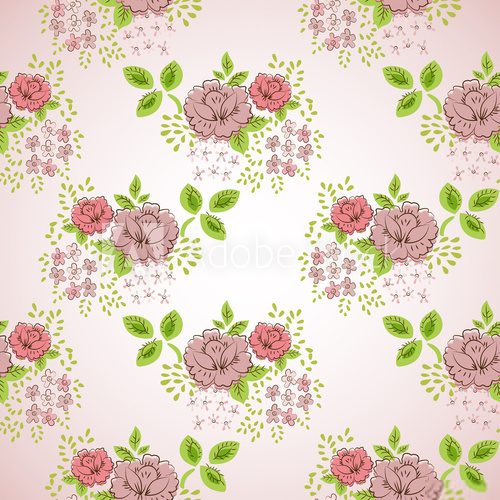 Rose floral seamless vintage pattern  Rysunki kwiatów Fototapeta