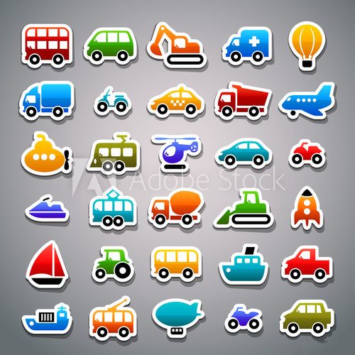 transportation sticker icons  Fototapety do Pokoju Chłopca Fototapeta