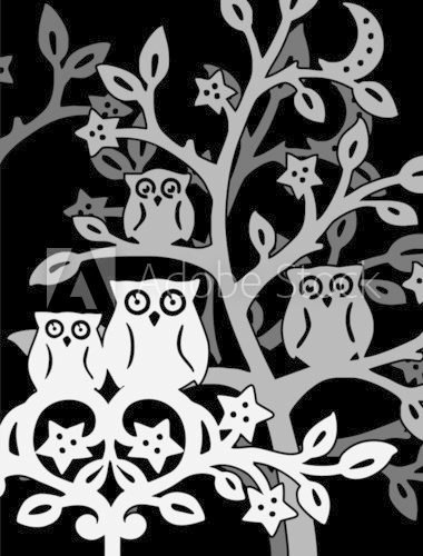 Owls at night  Na drzwi Naklejka