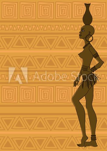 African tribal seminude girl  Afryka Fototapeta