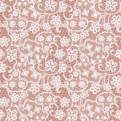Lace seamless pattern with flowers on beige background  Na laptopa Naklejka