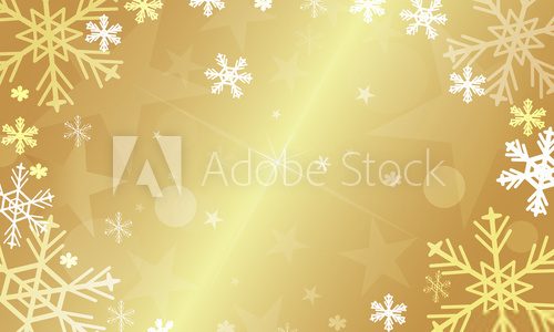 Christmas gold background with snowflakes  Na lodówkę Naklejka