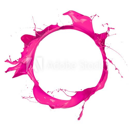 Circle of pink paint with free space for text, isolated on white  Na sufit Naklejka