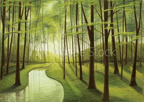 Dark green Forest  Obrazy do Sypialni Obraz
