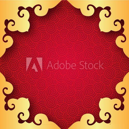 Oriental Chinese seamless pattern background with frame  Orientalne Fototapeta