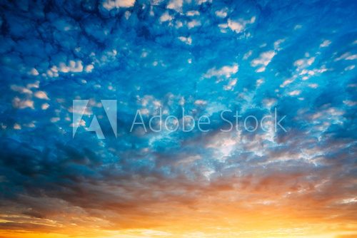 Yellow Blue Sunrise Sky With Sunlight  Niebo Fototapeta