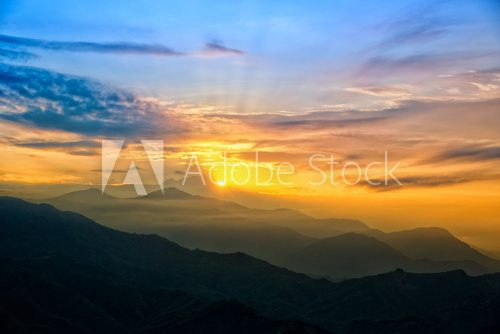 Beautiful Sunrise over The Himalayas in Nepal  Zachód Słońca Fototapeta