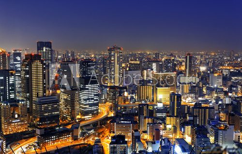 Panoramic Osaka at night, Japan  Fototapety Miasta Fototapeta