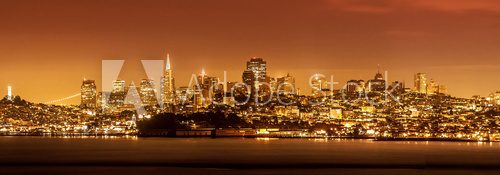 San Francisco skyline at night, USA.  Fototapety Miasta Fototapeta