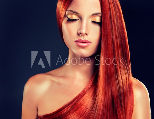 Beautiful model with long red hair  Ludzie Plakat