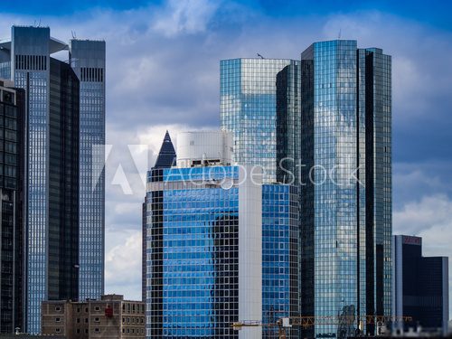 Skyline of business buildings in Frankfurt, Germany  Architektura Plakat