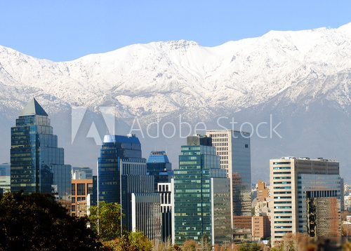 Santiago de Chile mit Andenkordillere  Architektura Plakat