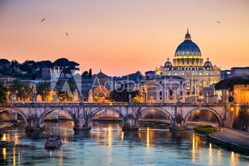 Night view of the Basilica St Peter in Rome, Italy  Architektura Plakat