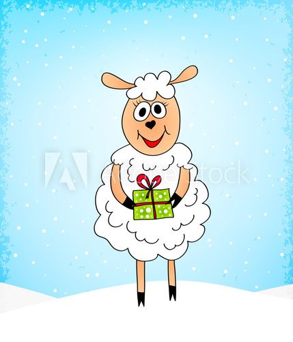 crazy sheep with present  Plakaty do Pokoju dziecka Plakat