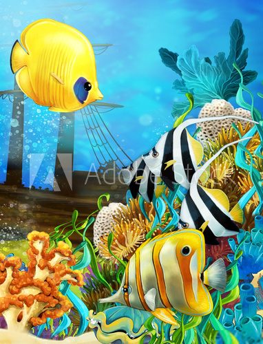 The coral reef - illustration for the children  Plakaty do Pokoju dziecka Plakat