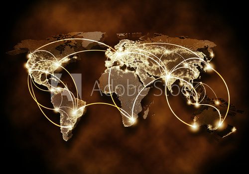 Global interaction  Mapa Świata Fototapeta