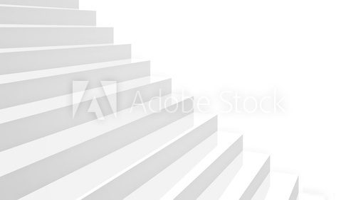 close-up white glossy stairs in diagonal perspective  Schody Fototapeta