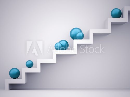 Stairs with blue spheres concept  Schody Fototapeta