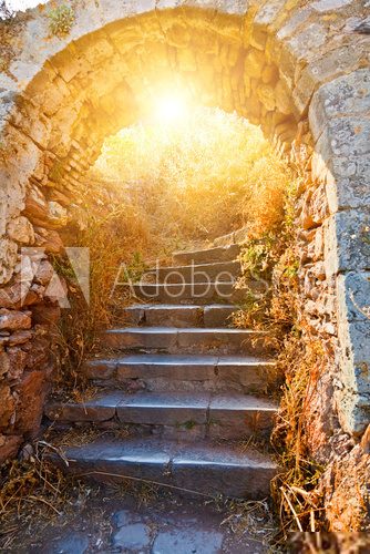 Old stone stairways in Palamidi fortress, Nafplio, Greece  Schody Fototapeta