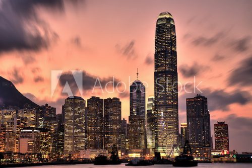 Hong Kong Skyline at Sunset  Fototapety Miasta Fototapeta