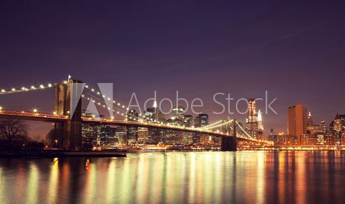Colorful night skyline of downtown New York, New York, USA.  Fototapety Miasta Fototapeta