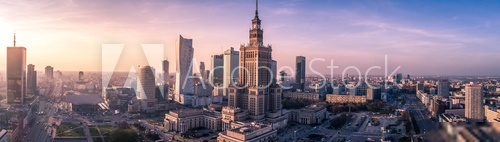Warsaw, Poland. Palace of Culture and Science and skyscrapers  Fototapety Miasta Fototapeta