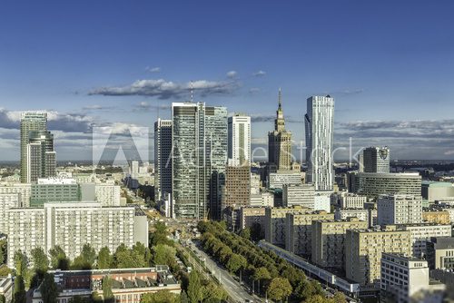 Warsaw downtown aerial view  Fototapety Miasta Fototapeta