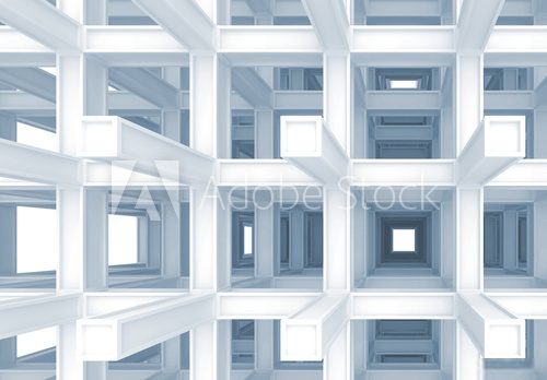 3d abstract digital background, blue braced construction  Optycznie Powiększające Fototapeta