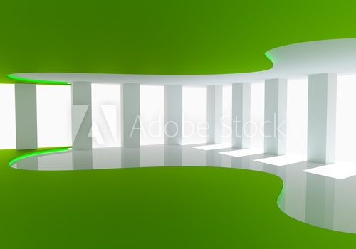 Curve green empty room  Optycznie Powiększające Fototapeta