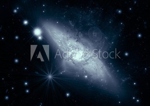 Stars of a planet and galaxy in a free space  Fototapety Kosmos Fototapeta