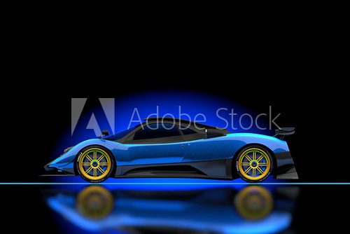 blauer supersport wagen im studio  Pojazdy Obraz