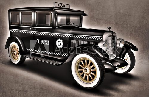 schwarzer Oltimer, PKW, Limousine Taxi, Taxe  Pojazdy Obraz