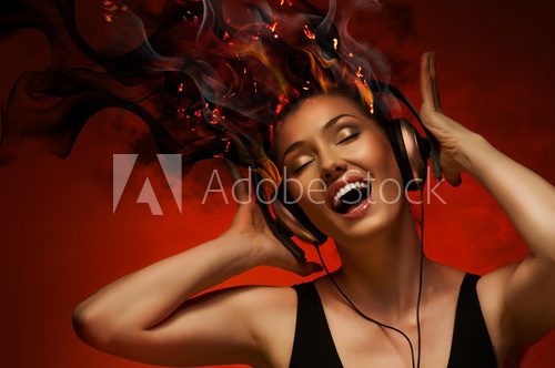 girl with headphones  Muzyka Obraz